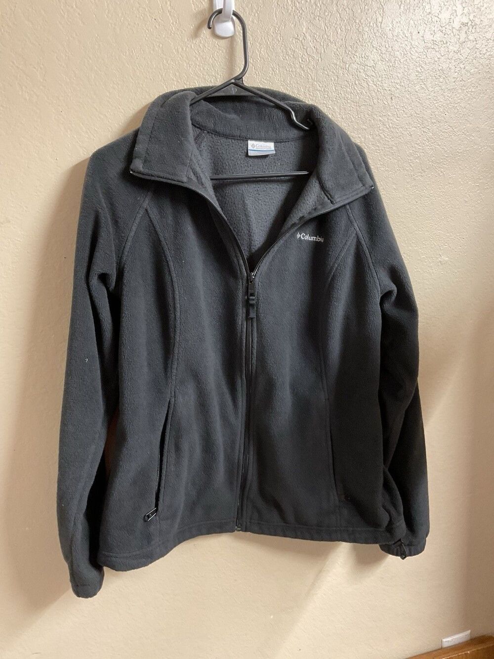 Columbia Fleece Jacket womens sz XL Full Zip Black pockets